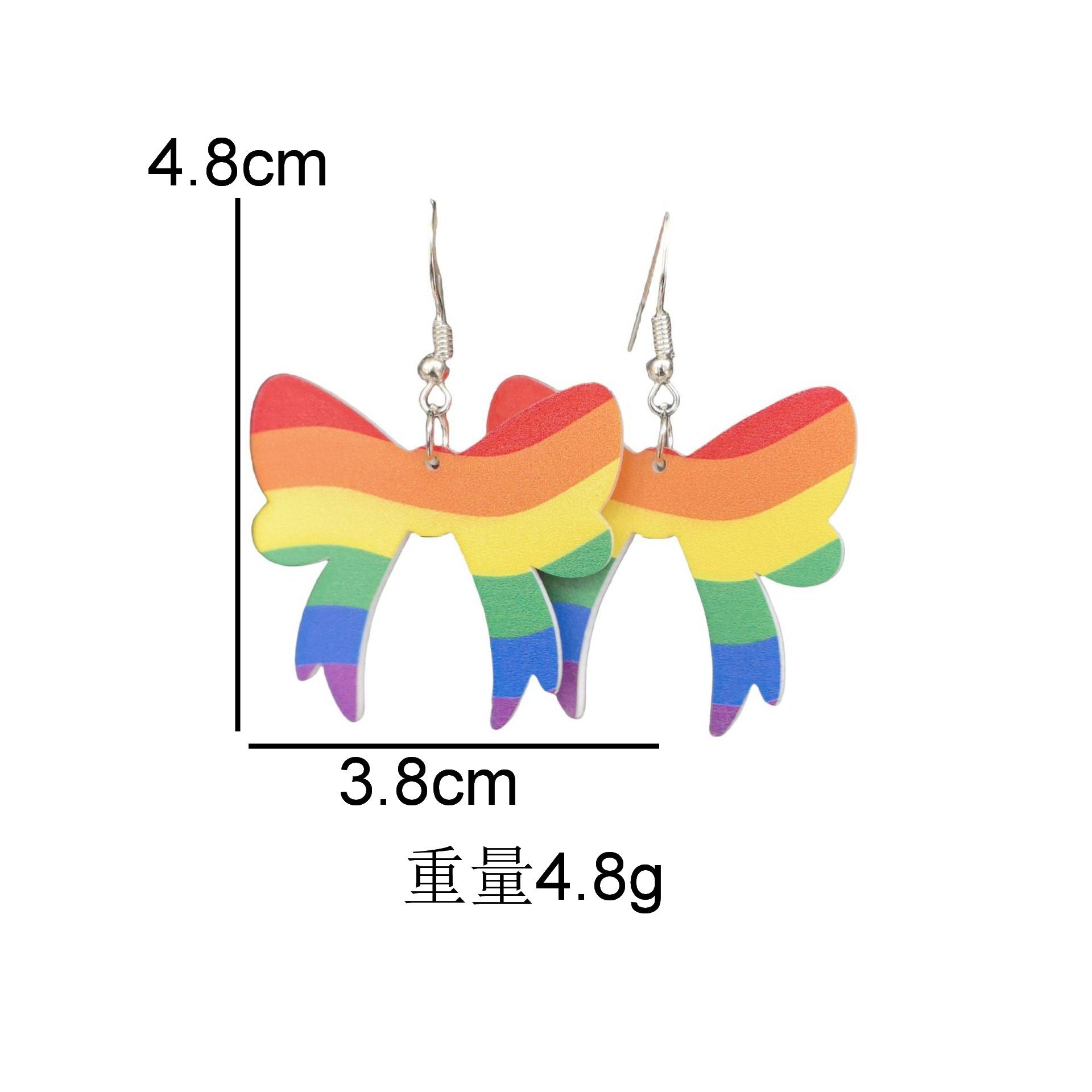 Wholesale Rainbow Acrylic Valentine's Day Six Color Bow Earrings
